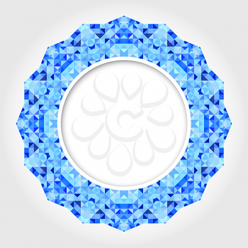 Abstract White Round Frame with Blue Digital Border