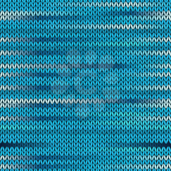 Style Seamless Knitted Melange Pattern. Blue Black White Color Vector Illustration