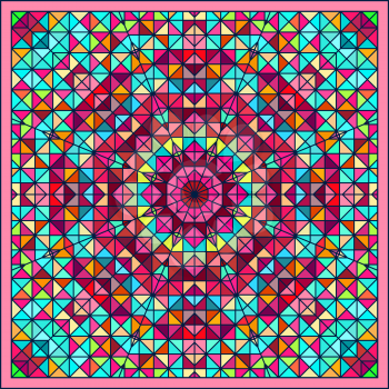 Abstract Colorful Digital Decorative Flower. Geometric Contrast Line Star and Blue Pink Red Cyan Color Artistic Star Backdrop