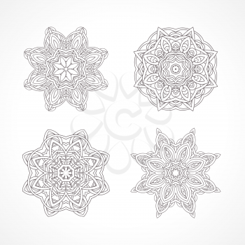 Mandala. Ethnic decorative elements Indian, Islam, arabic motifs. Round ornament with hand drawn vector pattern. Set of isolated on white amulet or charm