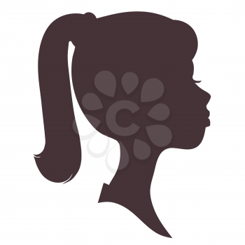 Girl face silhouette. Pretty girl with long hair