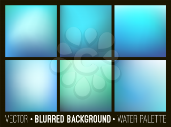 Abstract background. Set. Blurred template. Pastel blue color