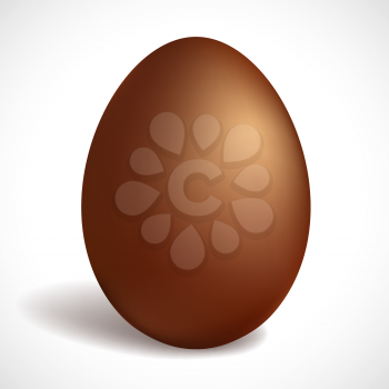 Chocolate egg isolated on white background. Happy Easter concept design. Milk chocolate.