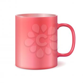 Big ceramic cup for printing corporate logo. Cup isolated on white background. Vector 3D illustration. Living Coral color 2019