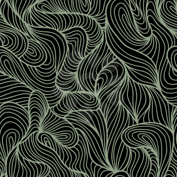 Seamless abstract dark hand drawn pattern, waves background.