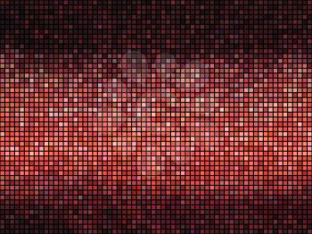 Red abstract lights disco background. Square pixel mosaic.