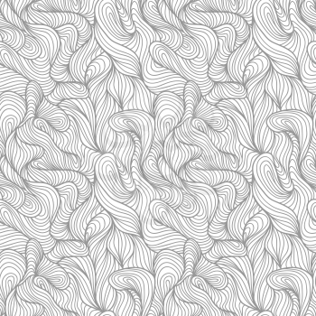 Seamless abstract white hand drawn pattern, waves background.