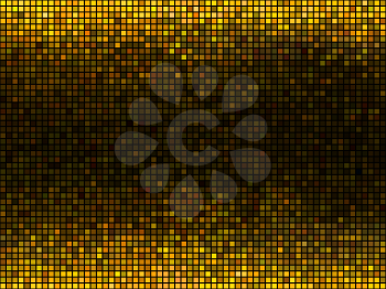 Golden abstract lights disco background. Square pixel mosaic.