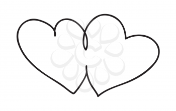 Hearts. Continuous line art drawing. Love and friendship concept. Black and white vector illustration.