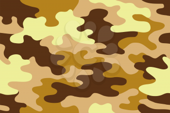 Seamless classic camouflage pattern. Camo fishing hunting vector background. Masking yellow brown orange color military texture wallpaper. Army design for fabric paper vinyl print