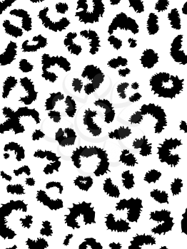 Seamless leopard fur pattern. Fashionable wild leopard print background. Modern panther animal fabric textile print design. Stylish vector black and white color illustration