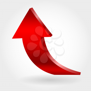 Red arrow and neutral white background. 3D illustration