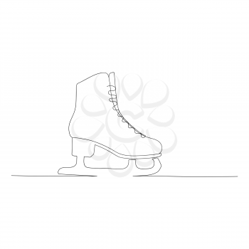 Skates single line drawing. Abstract sports shoes modern design. Vector illustration. Continuous one line art style