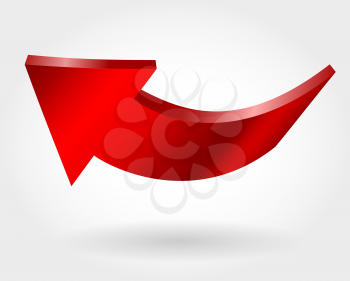 Red up arrow. 3D vector illustration