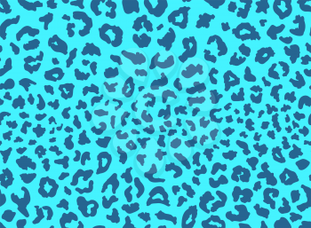 Seamless leopard fur pattern. Fashionable wild color leopard print background. Modern panther animal fabric textile print design. Stylish vector blue color illustration