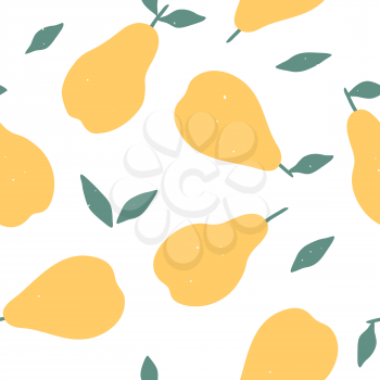 Seamless pattern with pears. Fruits light modern texture on white background. Abstract vector graphic illustration.