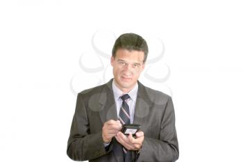 Royalty Free Photo of a Man With a Handheld Device