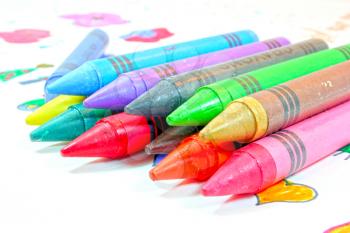 Crayons isolated on a white background