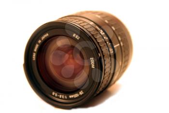 Macro shot of a camera lens on white