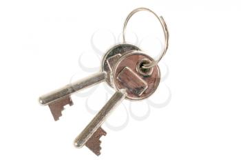 Old keys isolated on a white background