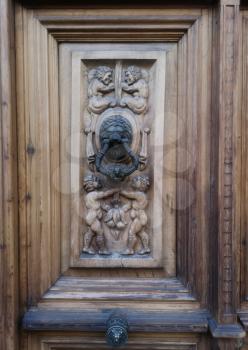 close up of an entrance door with beautiful carvings