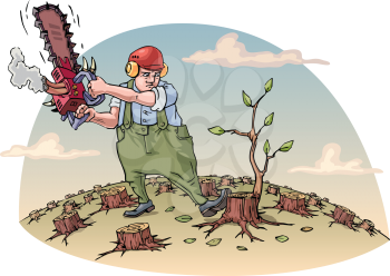 man with a chainsaw Royalty Free Vector Clip Art illustration  -vc033618-CoolCLIPS.com