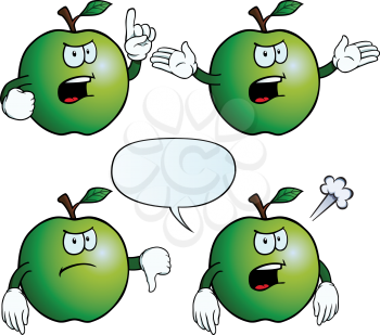 Royalty Free Clipart Image of Angry Apples