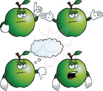 Royalty Free Clipart Image of Bored Apples