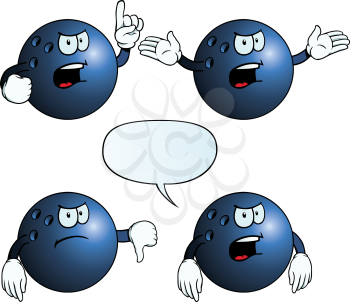 Royalty Free Clipart Image of Angry Bowling Balls