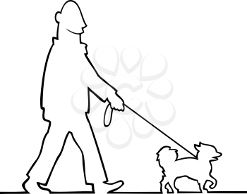 Royalty Free Clipart Image of a Man walking a Dog