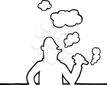 Royalty Free Clipart Image of a Person Smoking a Cigar