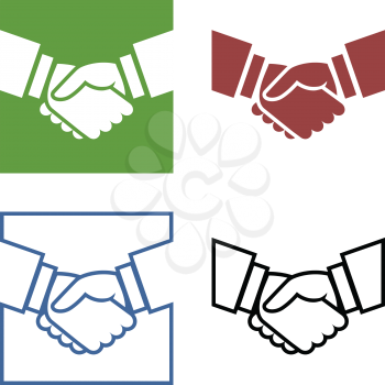 Set of four handshake icons in different styles