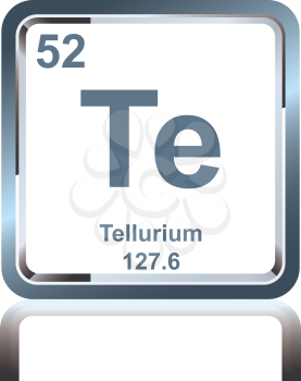 Symbol of chemical element tellurium as seen on the Periodic Table of the Elements, including atomic number and atomic weight.