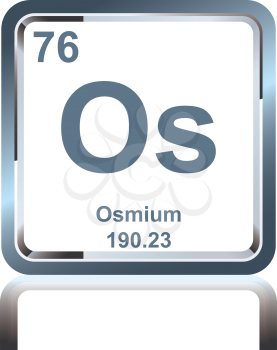 Symbol of chemical element osmium as seen on the Periodic Table of the Elements, including atomic number and atomic weight.