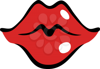 Kissing female mouth with red lips in cartoon style