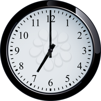 Wall clock set at 7 o'clock