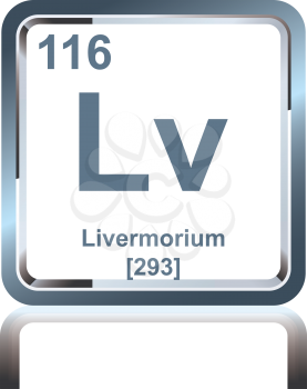 Symbol of chemical element livermorium as seen on the Periodic Table of the Elements, including atomic number and atomic weight.