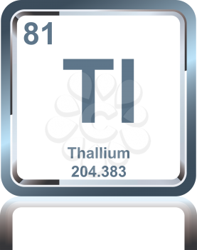Symbol of chemical element thallium as seen on the Periodic Table of the Elements, including atomic number and atomic weight.