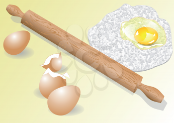 meal and eggs. ingredients for baking