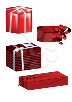 set of gift boxes isolated on white
