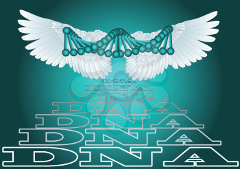  dna witth wing on a dark background. 10 EPS