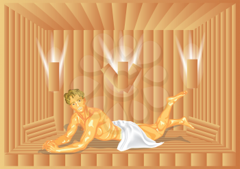 man in sauna. vector illustration 10 EPS