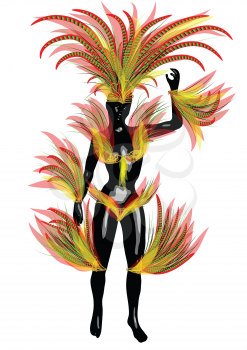 carnival brazil. abstract woman silhouette in carnival costume