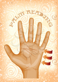 palm reading. human hand on abstract background