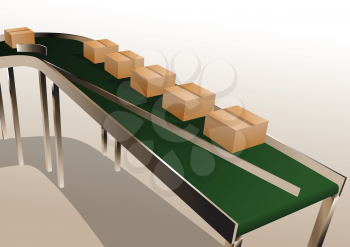 conveyor belt with a closed carton boxes