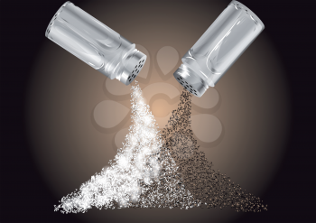 salt and pepper scattered on the table