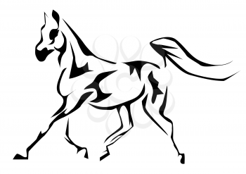 arabian horse. outline silhouette isolated on white