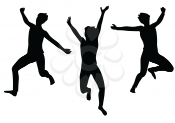 jumping for joy. set of abstract silhouette isolated on white