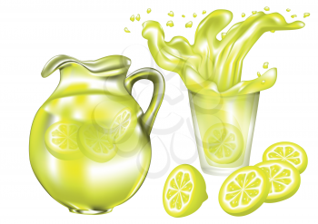 lemonade in glass isolated on a white background