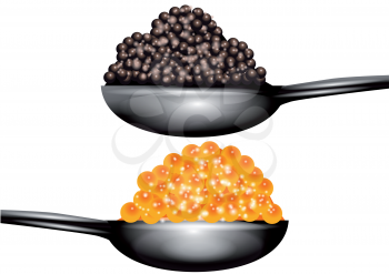 red and black caviar isolated on a white background